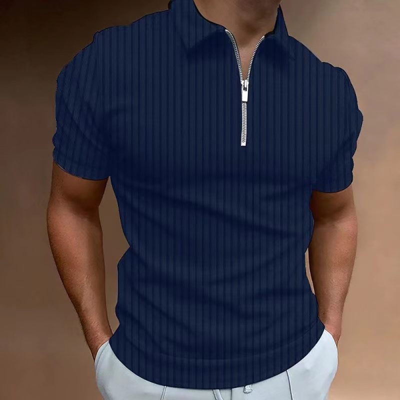 2024 new men's business polo shirt high-end shirt Korean version casual fashionable striped edge short sleeved Spring and Summer - Image 2