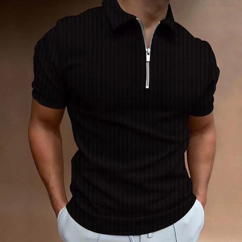 2024 new men's business polo shirt high-end shirt Korean version casual fashionable striped edge short sleeved Spring and Summer - Image 3