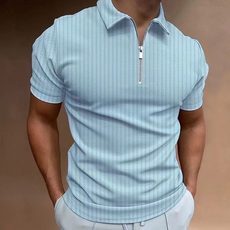2024 new men's business polo shirt high-end shirt Korean version casual fashionable striped edge short sleeved Spring and Summer - Image 4