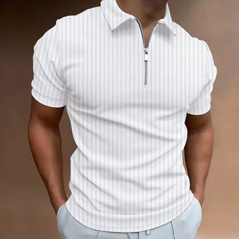 2024 new men's business polo shirt high-end shirt Korean version casual fashionable striped edge short sleeved Spring and Summer - Image 5