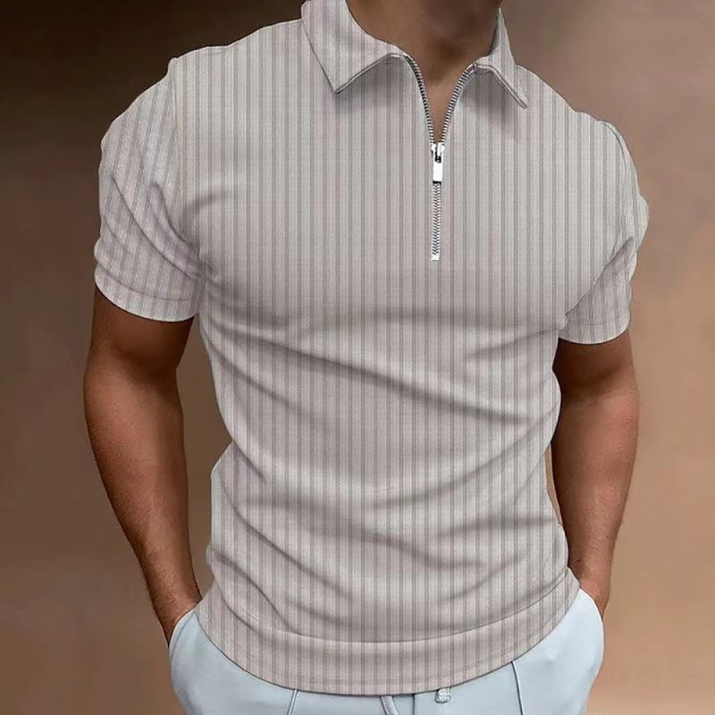 2024 new men's business polo shirt high-end shirt Korean version casual fashionable striped edge short sleeved Spring and Summer - Image 6