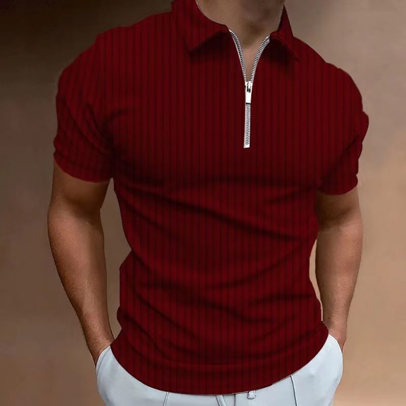 2024 new men's business polo shirt high-end shirt Korean version casual fashionable striped edge short sleeved Spring and Summer - Image 7