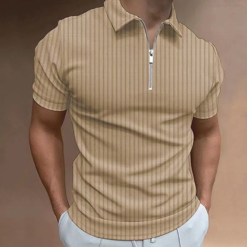 2024 new men's business polo shirt high-end shirt Korean version casual fashionable striped edge short sleeved Spring and Summer - Image 8