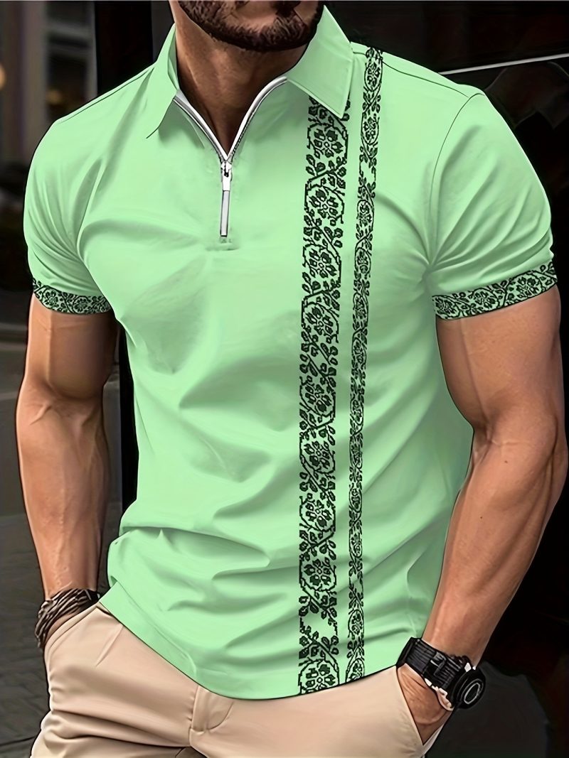 Boutique Striped Pattern Men's Casual Comfortable Custom Short-Sleeved Shirts Men's Golf Shirts Tennis Shirts Men's Clothing - Image 7