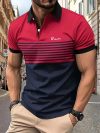 Summer Men's Stripe Print Polo Shirt Short Sleeve Turn-Down Collar Button Tshirts &for Men Casual Streetwear New Male Tops