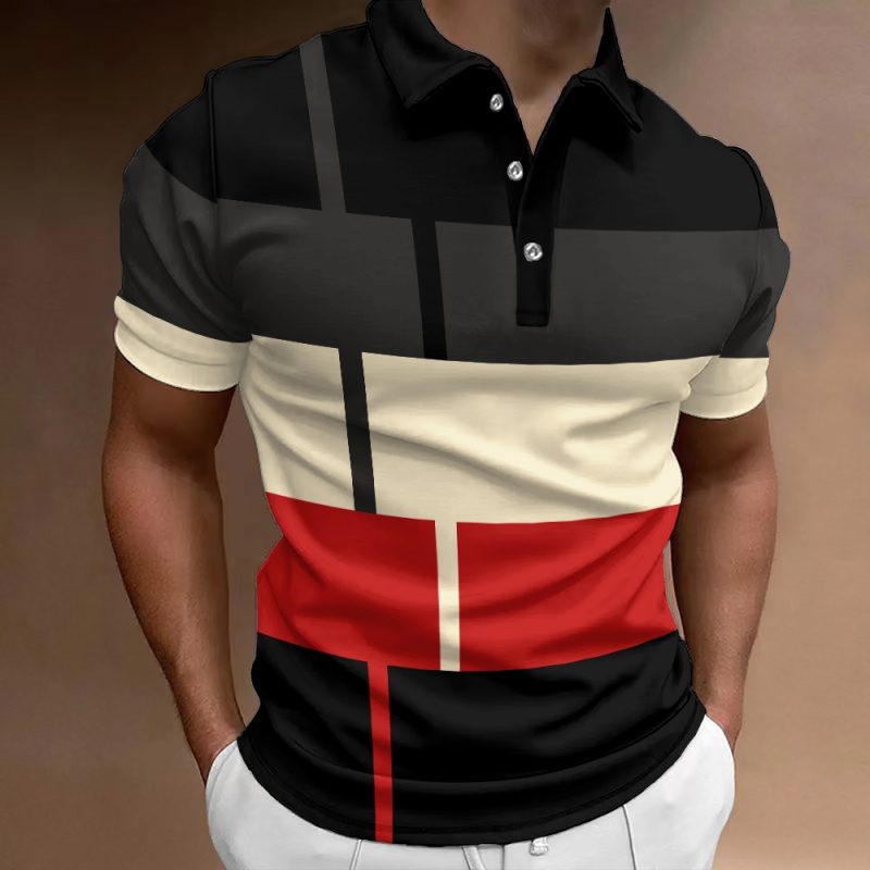 Summer Men 3D Striped Polo Shirt Oversize Short Sleeved T-Shirt Breathable Men's Clothing Casual Sports Street Polo For Men - Image 4