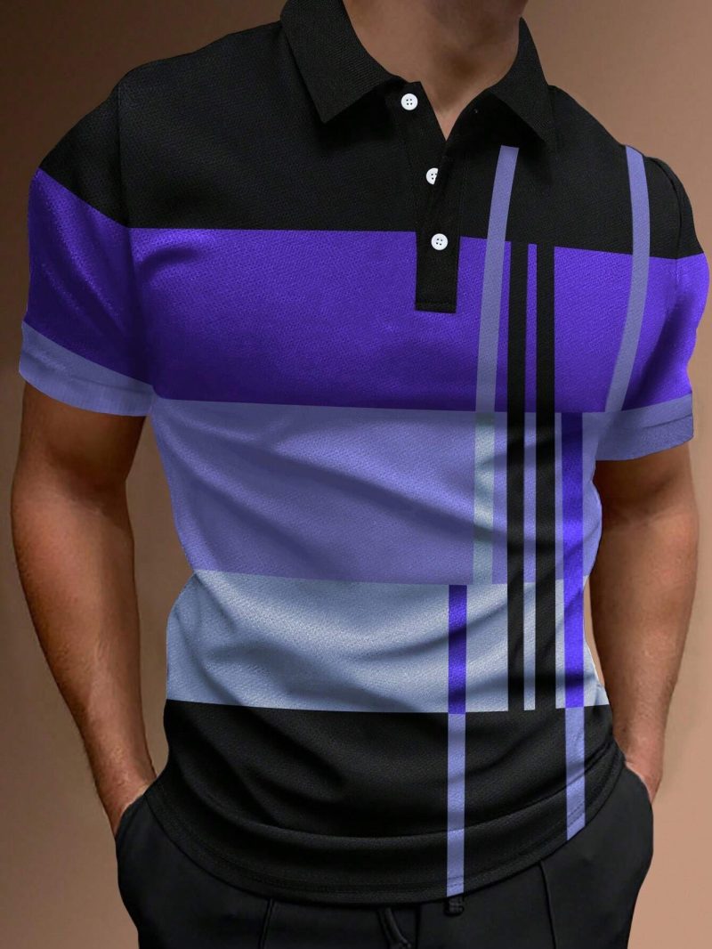 Summer Men 3D Striped Polo Shirt Oversize Short Sleeved T-Shirt Breathable Men's Clothing Casual Sports Street Polo For Men - Image 5