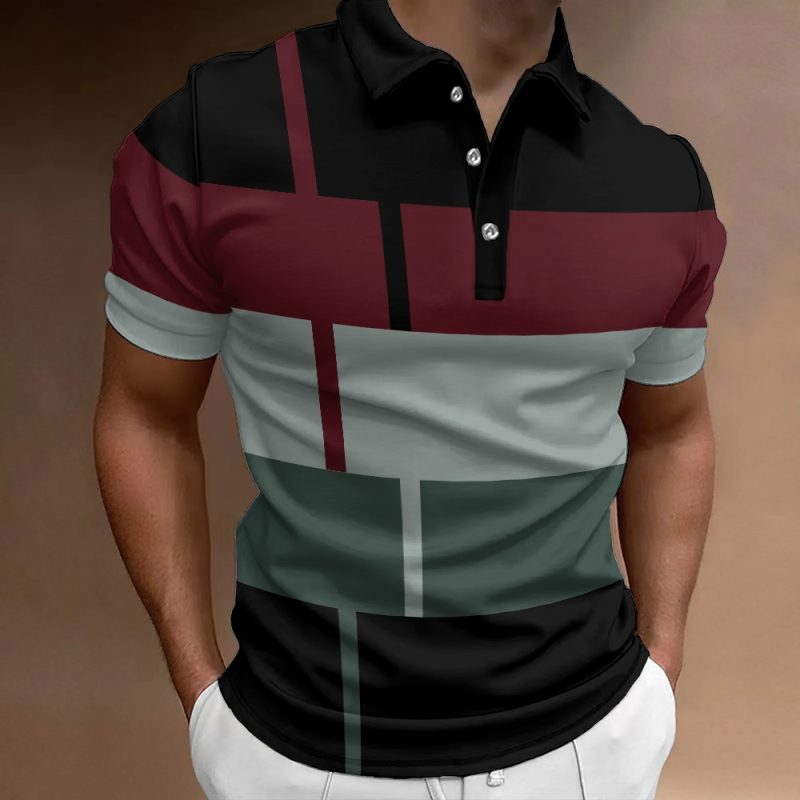 Summer Men 3D Striped Polo Shirt Oversize Short Sleeved T-Shirt Breathable Men's Clothing Casual Sports Street Polo For Men - Image 7