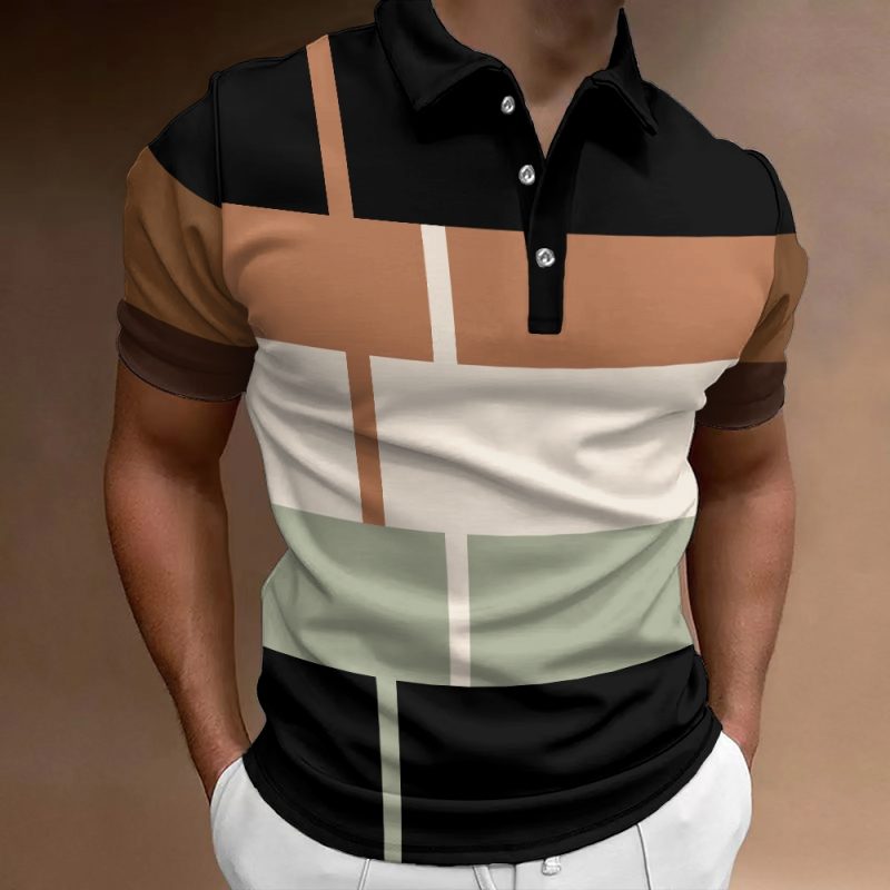 Summer Men 3D Striped Polo Shirt Oversize Short Sleeved T-Shirt Breathable Men's Clothing Casual Sports Street Polo For Men - Image 9