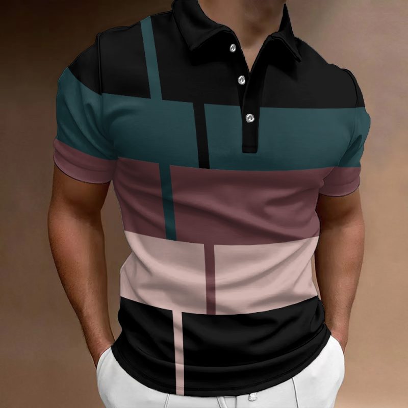 Summer Men 3D Striped Polo Shirt Oversize Short Sleeved T-Shirt Breathable Men's Clothing Casual Sports Street Polo For Men - Image 10