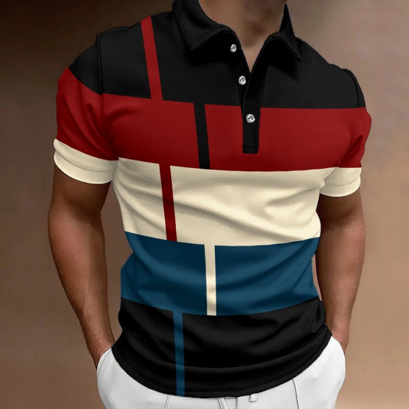 Summer Men 3D Striped Polo Shirt Oversize Short Sleeved T-Shirt Breathable Men's Clothing Casual Sports Street Polo For Men - Image 16