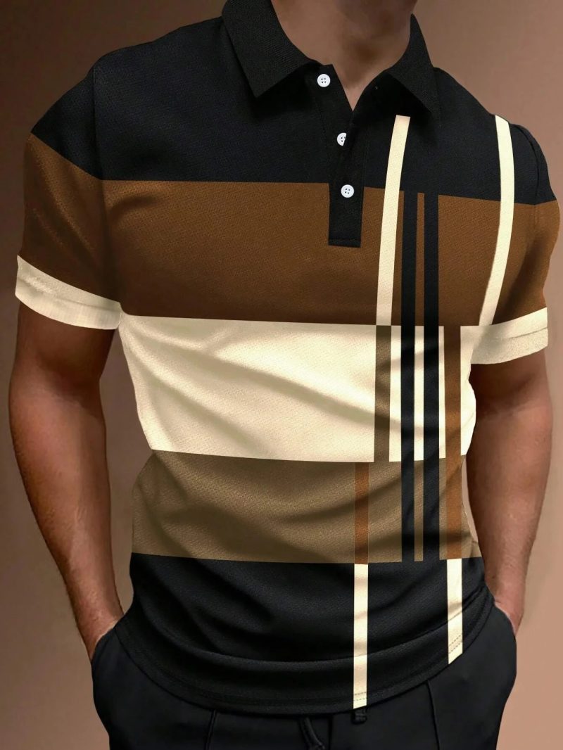 New Male Golf Stripe Polo Men's Casual Short-Sleeved Polo Shirt Solid Color Lapel Fashion Business Sports Breathable T-Shirt Top - Image 4