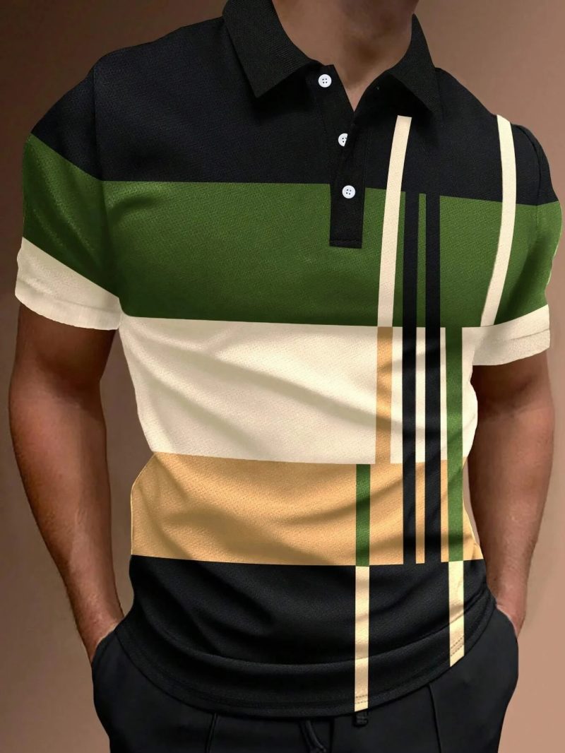 New Male Golf Stripe Polo Men's Casual Short-Sleeved Polo Shirt Solid Color Lapel Fashion Business Sports Breathable T-Shirt Top - Image 6