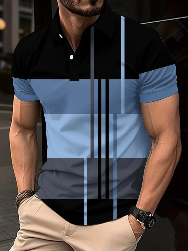 New Male Golf Stripe Polo Men's Casual Short-Sleeved Polo Shirt Solid Color Lapel Fashion Business Sports Breathable T-Shirt Top - Image 7
