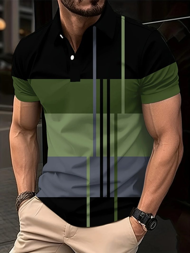 New Male Golf Stripe Polo Men's Casual Short-Sleeved Polo Shirt Solid Color Lapel Fashion Business Sports Breathable T-Shirt Top - Image 8