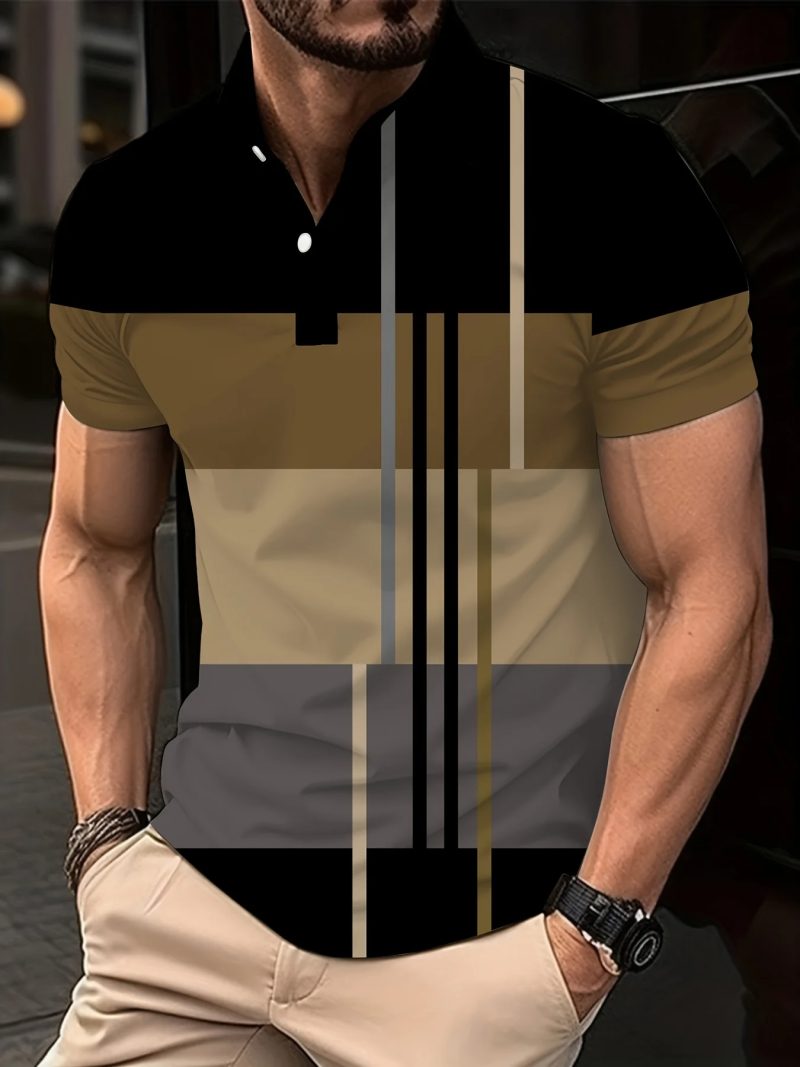 New Male Golf Stripe Polo Men's Casual Short-Sleeved Polo Shirt Solid Color Lapel Fashion Business Sports Breathable T-Shirt Top - Image 9