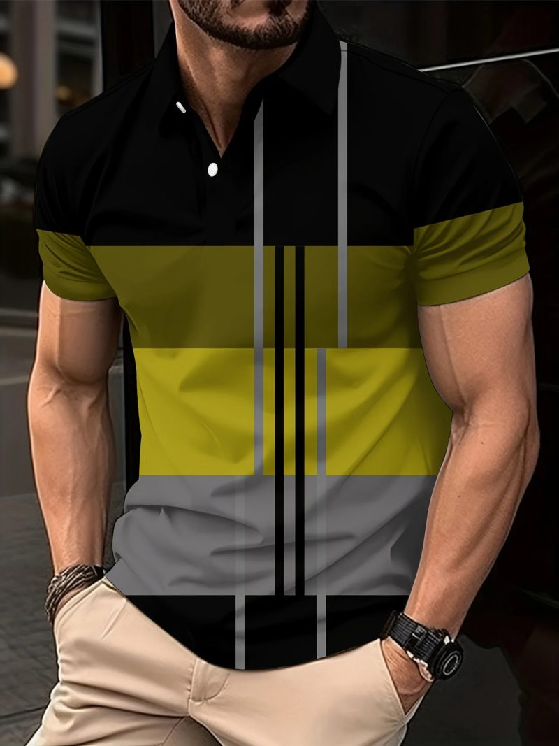 New Male Golf Stripe Polo Men's Casual Short-Sleeved Polo Shirt Solid Color Lapel Fashion Business Sports Breathable T-Shirt Top - Image 10