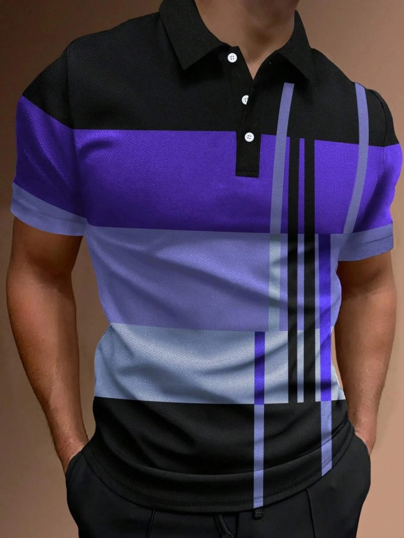 New Male Golf Stripe Polo Men's Casual Short-Sleeved Polo Shirt Solid Color Lapel Fashion Business Sports Breathable T-Shirt Top - Image 11
