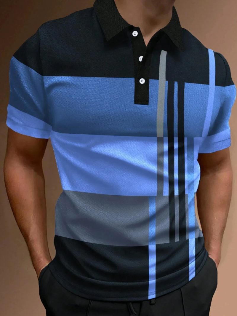 New Male Golf Stripe Polo Men's Casual Short-Sleeved Polo Shirt Solid Color Lapel Fashion Business Sports Breathable T-Shirt Top - Image 12