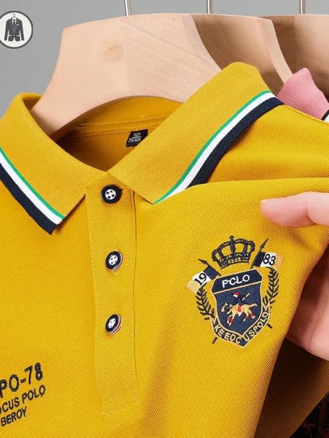 New Men's Business Casual Short Sleeved Shirt Embroidered Solid Color Polo Shirt Fashion Breathable Comfortable Versatile Top