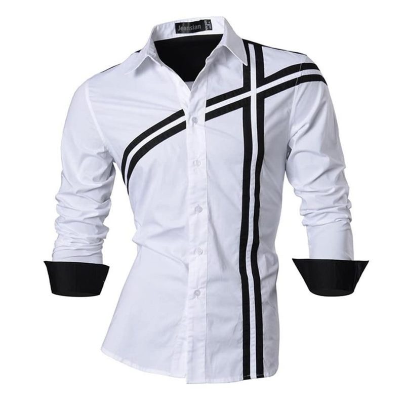Men's retro red cross pattern shirt 3D simple all-match printed long-sleeved shirt men's casual fashion hip-hop neutral clothing - Image 11