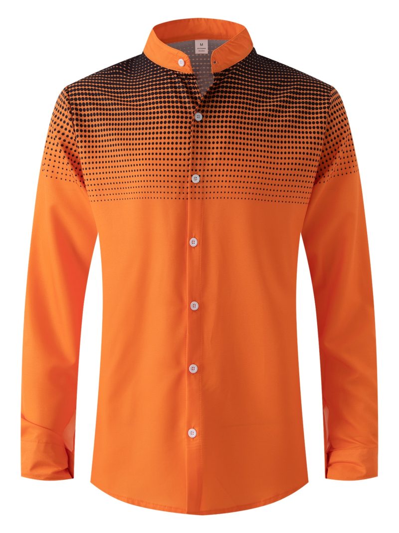 Slim spring and autumn new men's hot shirt, polka dot print daily casual stand collar long-sleeved shirt, Europe and the United - Image 6