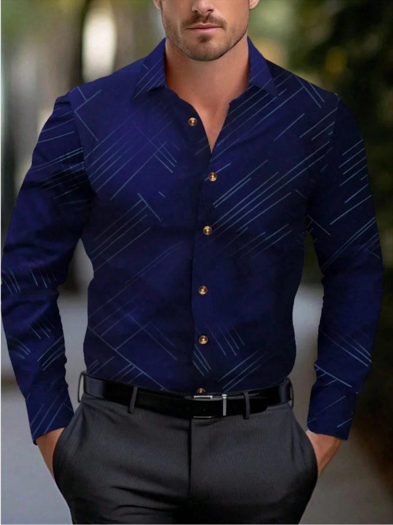 Suit shirt pink black white casual outdoor solid color striped comfortable soft lapel men's tops office plus size 2024 - Image 8