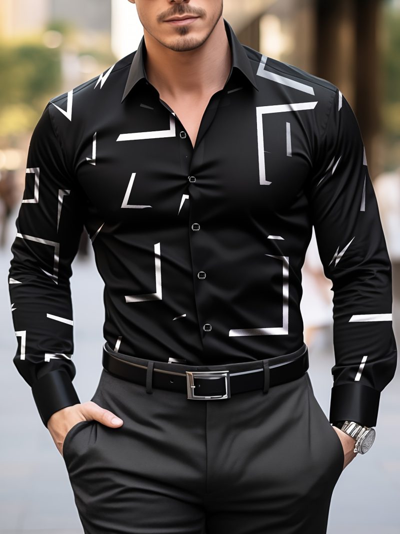Suit shirt pink black white casual outdoor solid color striped comfortable soft lapel men's tops office plus size 2024 - Image 12