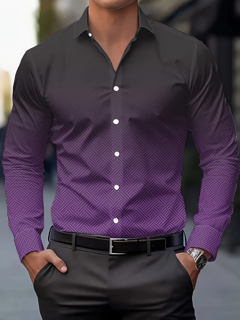 Suit shirt pink black white casual outdoor solid color striped comfortable soft lapel men's tops office plus size 2024 - Image 15