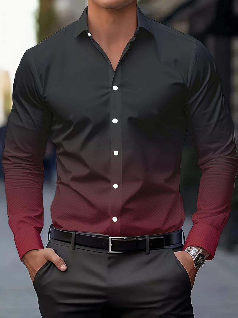 Suit shirt pink black white casual outdoor solid color striped comfortable soft lapel men's tops office plus size 2024 - Image 18
