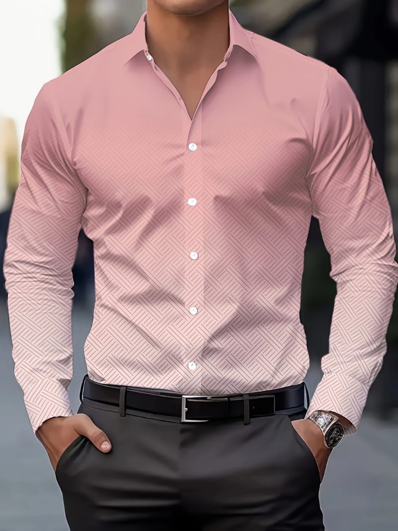 Suit shirt pink black white casual outdoor solid color striped comfortable soft lapel men's tops office plus size 2024 - Image 19
