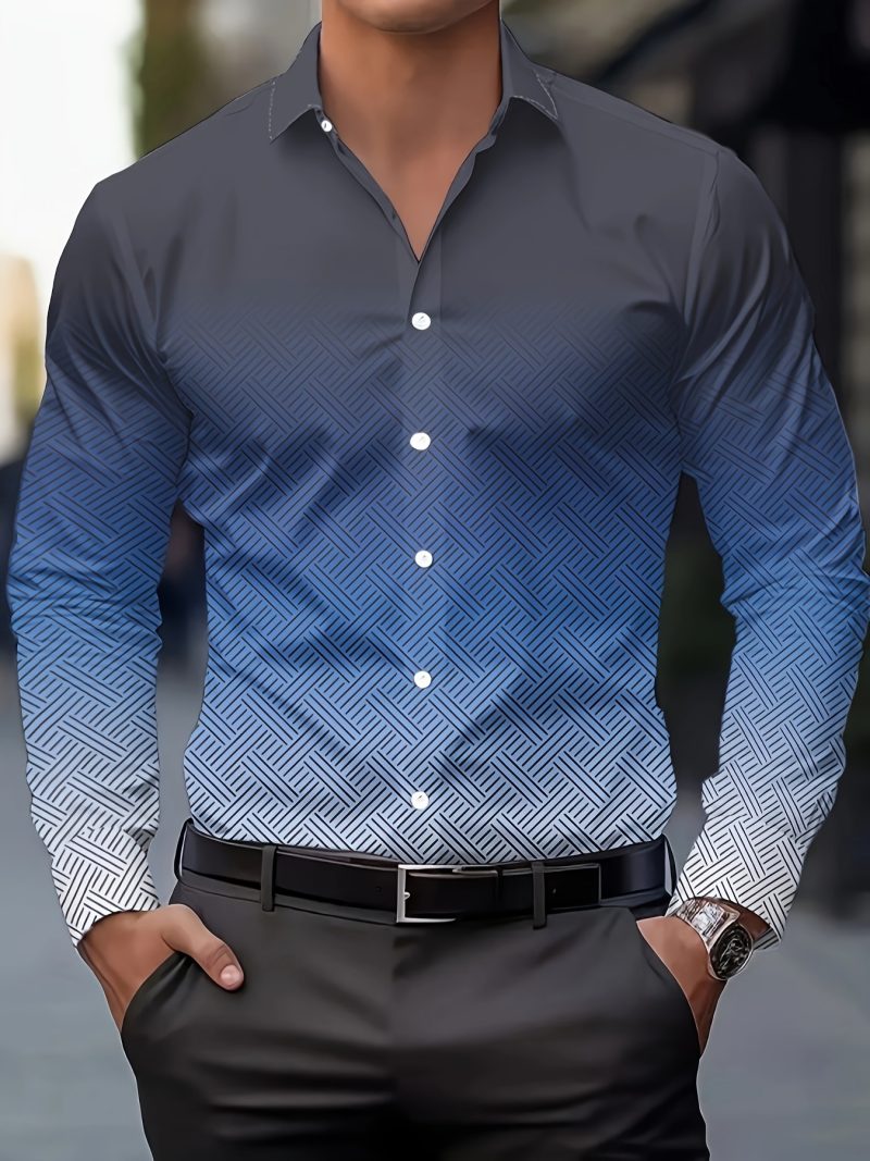 Suit shirt pink black white casual outdoor solid color striped comfortable soft lapel men's tops office plus size 2024 - Image 20