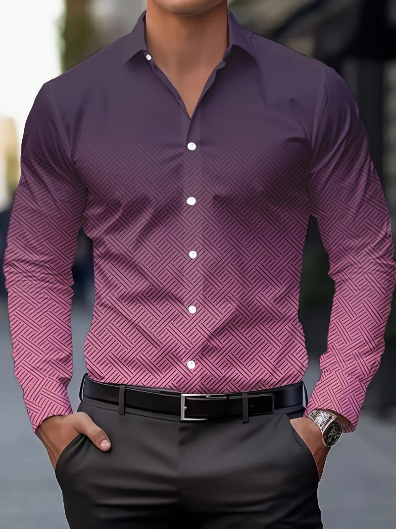 Suit shirt pink black white casual outdoor solid color striped comfortable soft lapel men's tops office plus size 2024 - Image 21