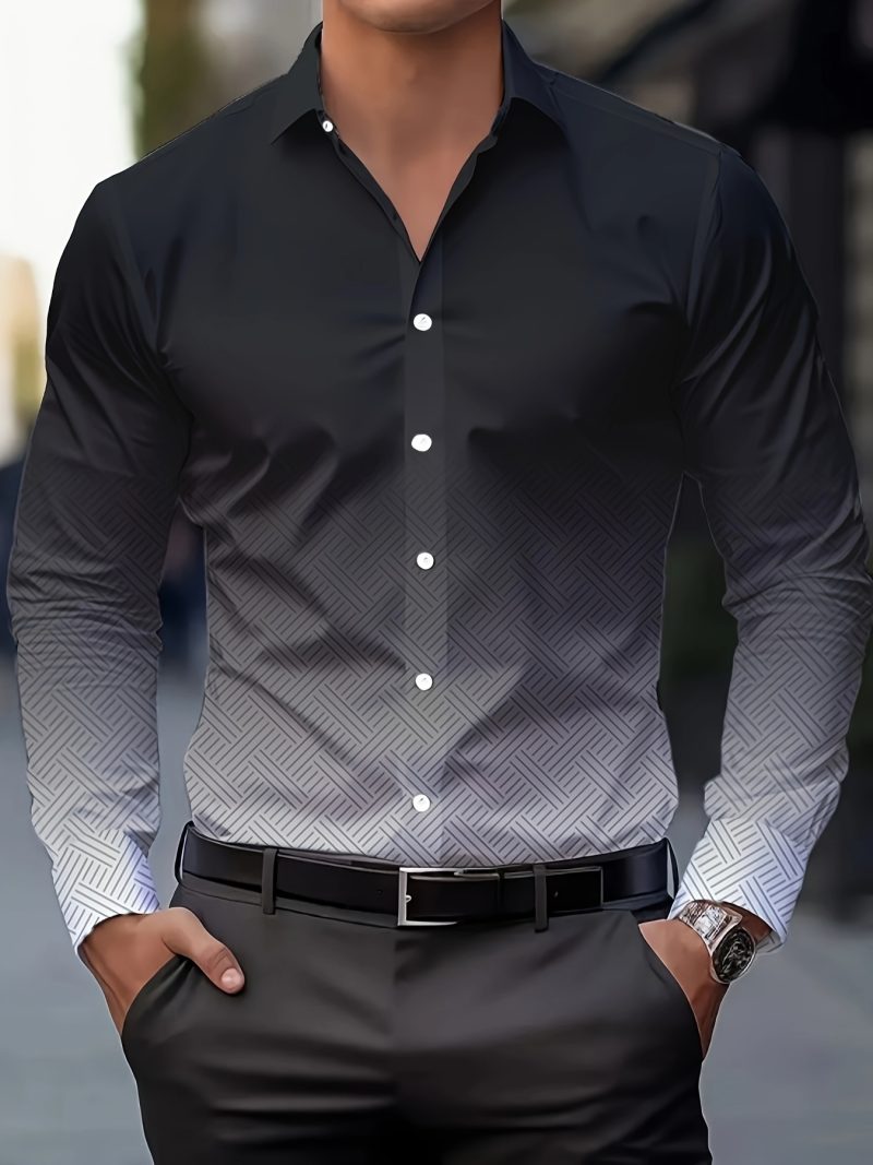 Suit shirt pink black white casual outdoor solid color striped comfortable soft lapel men's tops office plus size 2024 - Image 25