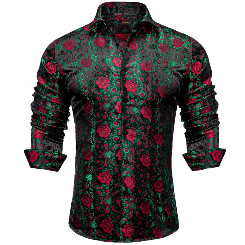 Luxury Men Dress Shirt Formal Prom Tuxedo Long Sleeve Silk Polyester Golden Color Paisley Black Shirts Blouse Men Clothing - Image 14