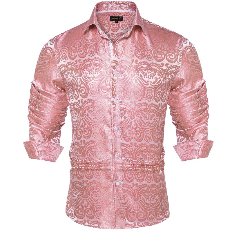 Luxury Men Dress Shirt Formal Prom Tuxedo Long Sleeve Silk Polyester Golden Color Paisley Black Shirts Blouse Men Clothing - Image 20