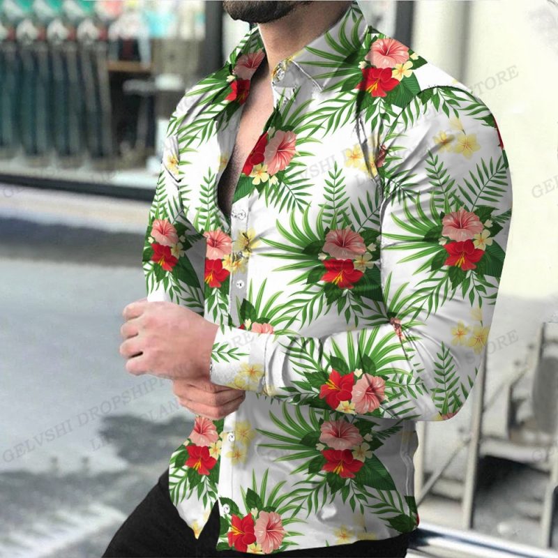 Geometric Shirts Men Fashion Shirt Long Sleeve Hawaiian Shirts Beach Blouse Men's Clothing Graffiti Camisas Streetwear Clothing - Image 15