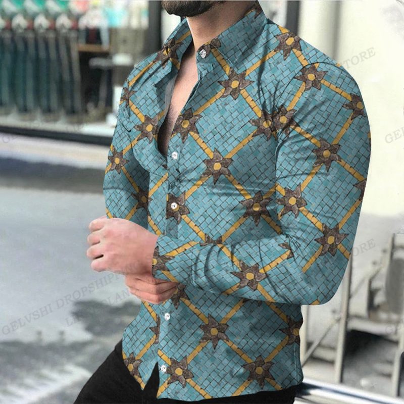 Geometric Shirts Men Fashion Shirt Long Sleeve Hawaiian Shirts Beach Blouse Men's Clothing Graffiti Camisas Streetwear Clothing - Image 18