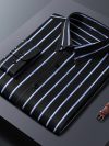 2024 Summer M-5XLMen's Shirt Long Sleeve Slim Fit Stripe Business Gentlemen's Inner Layer Shirt Non Iron Wrinkle Resistant Shirt