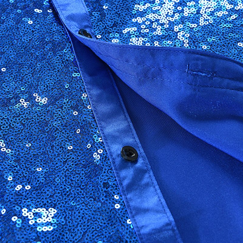 Men's Club Solid Color Gold Hot Sequin Fashion Personality Long Sleeve Shirt - Image 4