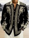 Men's retro long sleeved shirt, luxurious gold Baroque chain pattern printed fashion long sleeved top for spring and autumn