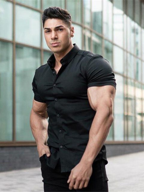 Summer Fashion Super Slim Fit Short Sleeve Shirts Men Classic Casual Dress Shirt Male Hipster Relaxed Luxe Formal Shirt