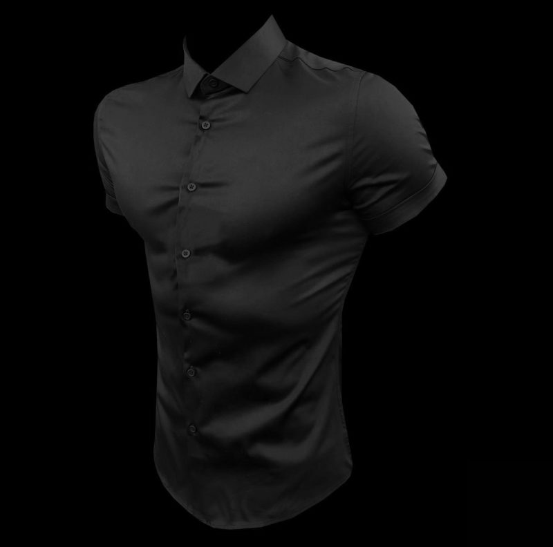 Summer Fashion Super Slim Fit Short Sleeve Shirts Men Classic Casual Dress Shirt Male Hipster Relaxed Luxe Formal Shirt - Image 7