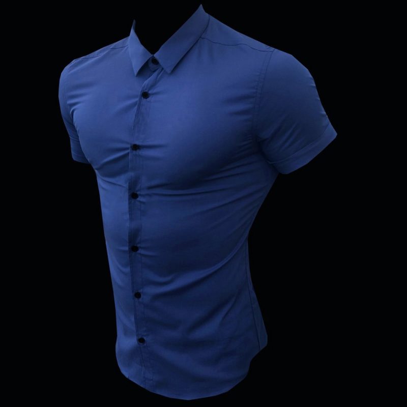 Summer Fashion Super Slim Fit Short Sleeve Shirts Men Classic Casual Dress Shirt Male Hipster Relaxed Luxe Formal Shirt - Image 8