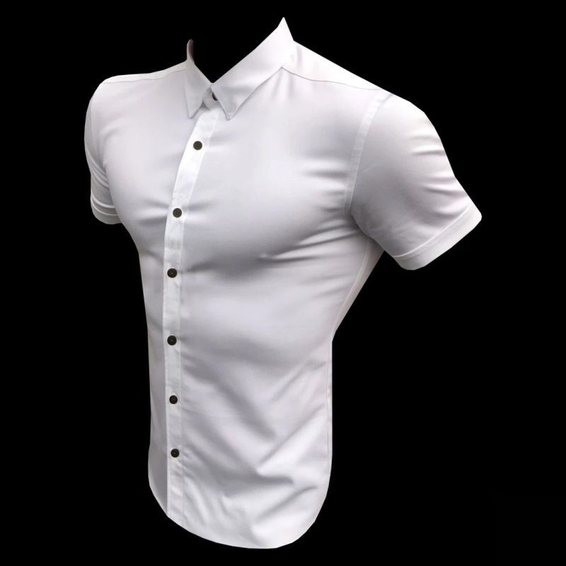Summer Fashion Super Slim Fit Short Sleeve Shirts Men Classic Casual Dress Shirt Male Hipster Relaxed Luxe Formal Shirt - Image 12