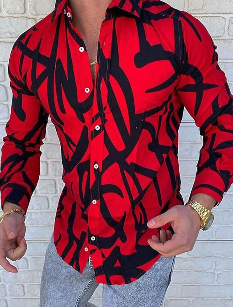 Men's Shirt Pattern Shirt Abstract Collar Outdoor Street Long Sleeve Printed Button Clothing Fashion Designer Casual Breathable - Image 2