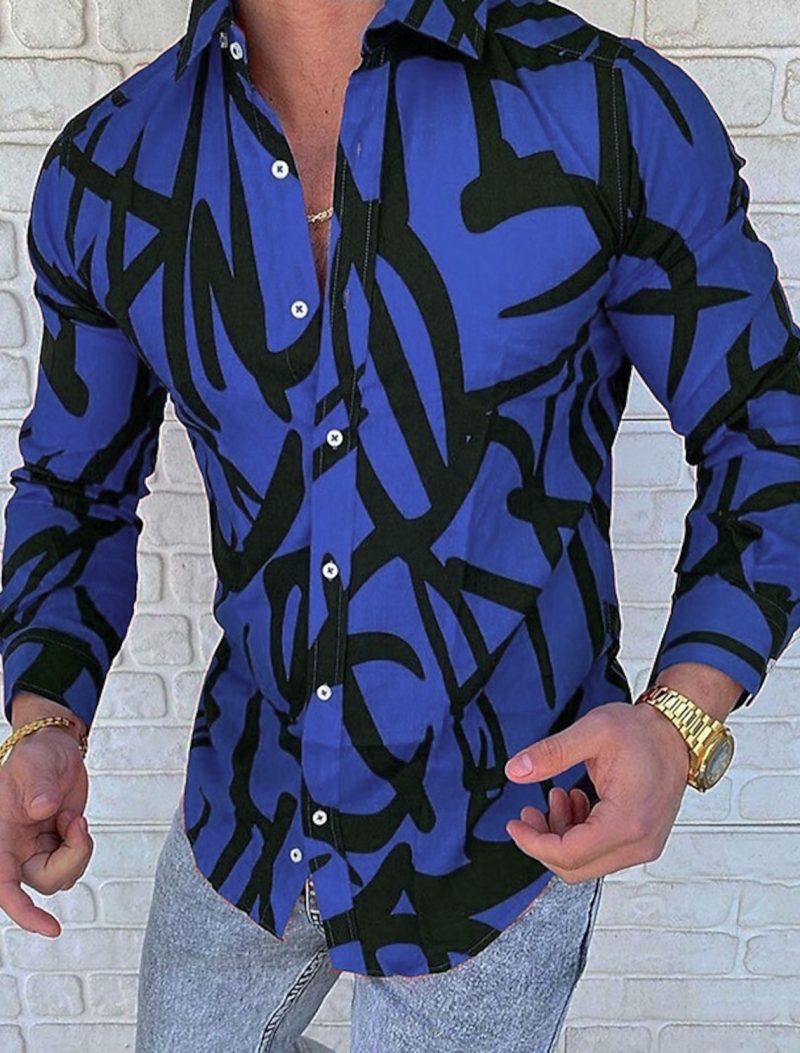 Men's Shirt Pattern Shirt Abstract Collar Outdoor Street Long Sleeve Printed Button Clothing Fashion Designer Casual Breathable - Image 3