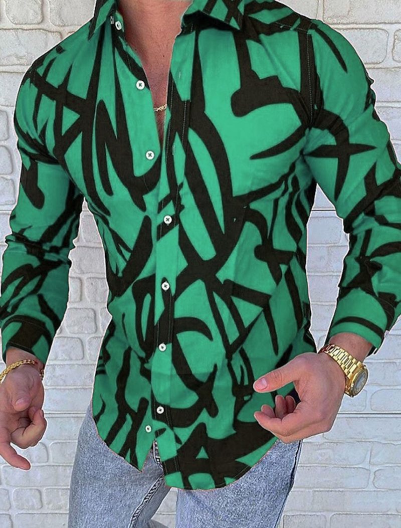 Men's Shirt Pattern Shirt Abstract Collar Outdoor Street Long Sleeve Printed Button Clothing Fashion Designer Casual Breathable - Image 4