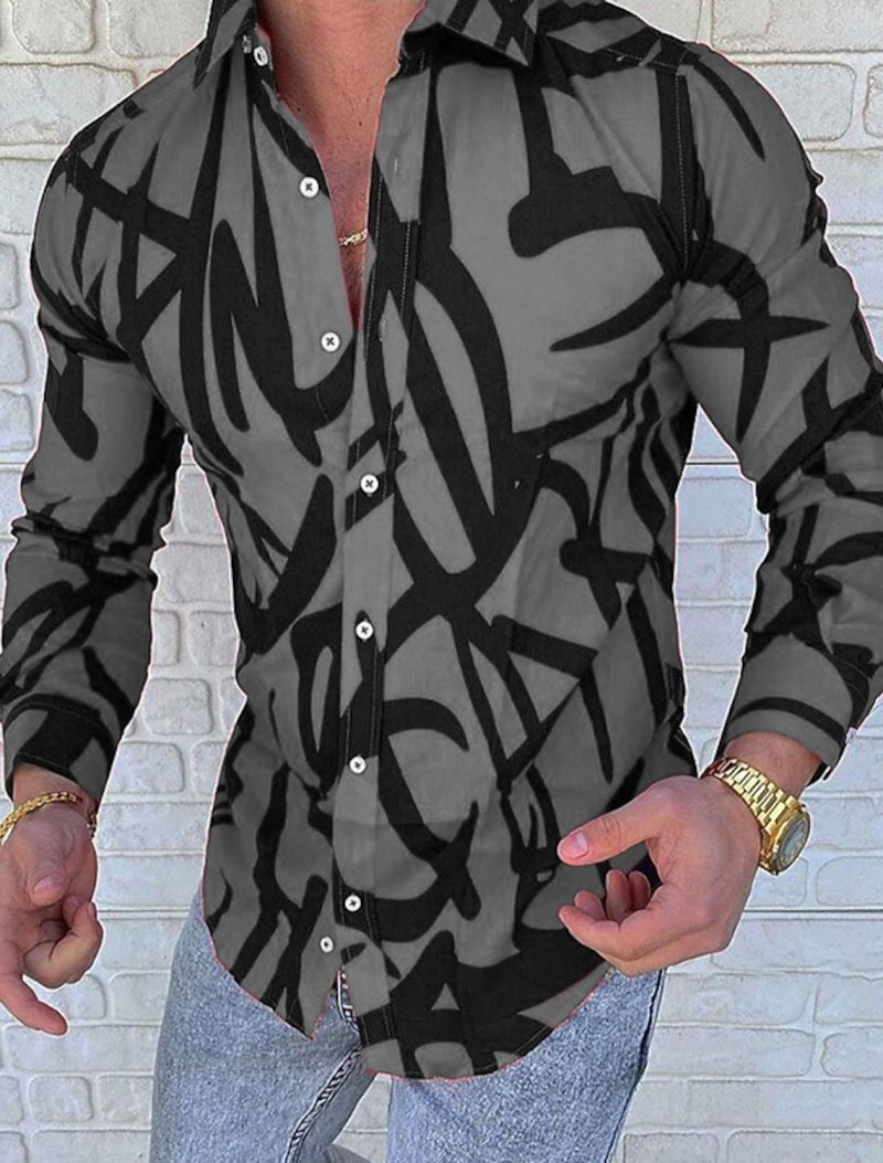 Men's Shirt Pattern Shirt Abstract Collar Outdoor Street Long Sleeve Printed Button Clothing Fashion Designer Casual Breathable - Image 5