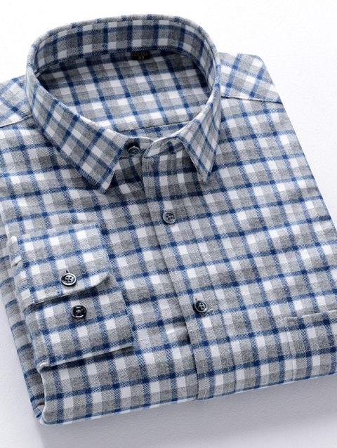 2024 High Quality 100% Cotton Plus Size 5xL Man Long Sleeve Shirt Fashion Plaid Casual Striped Dress Business Work Men Shirts